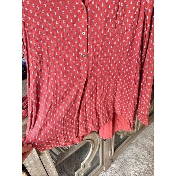 C14 Free People Print Boyfriend High Low Tunic Top Size XSmall - Picture 4 of 7